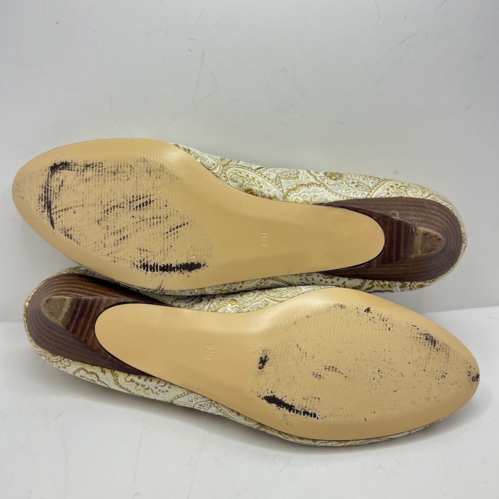 Nine & Company Womens Gold Paisley Brocade Rhinestone Kitten Heel Pumps 9.5M - Picture 6 of 9